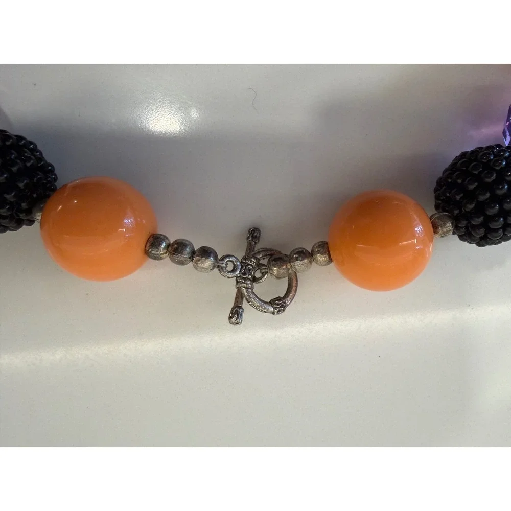 Halloween‎ Chunky Bubblegum Necklace Kids Orange Purple Black Rose Bead 18 Inch